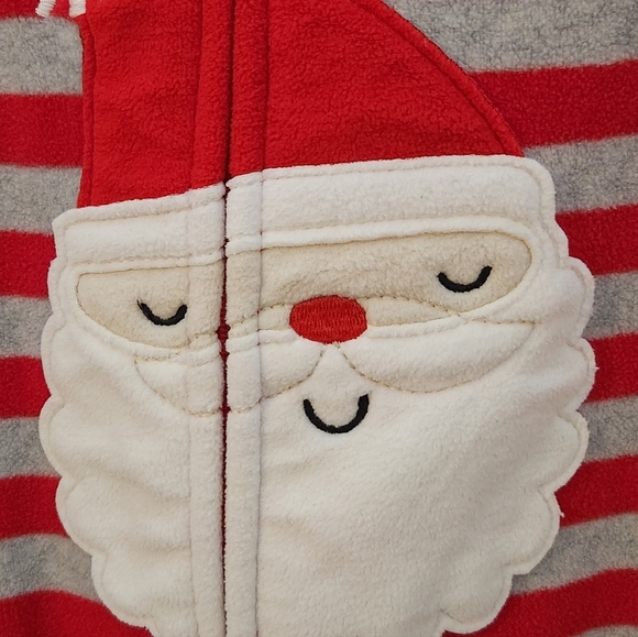 Fleece Christmas Striped Kids One Piece Santa Holiday Pajamas 4-5T Zipper - Picture 2 of 3